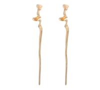 2 Pcs Gold Metal Hair Sticks for Long Hair Elegant Updo | Wavy Twisted Shape, Polished Mirror Finish, Reusable Accessory for Buns, Banquets, Traditional Costume Wear
