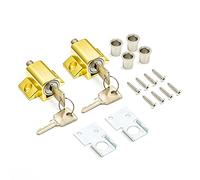 2 Pcs Gold Sliding Patio Door Lock, Sliding Door Lock for Additional Security. Supplied with Fixtures and Fittings. Universal Lock Suitable for Most Door Types., 47 x 45 x 25mm