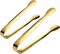 2 Pcs Gold Stainless Steel Sugar Pliers Set, Sugar Pliers, Candy Salad Ice Cube Pliers Candy Pliers Serving Pliers for Wedding Party Candy Bar Buffet Grill Gold Cooking Spoon Kitchen Utensils