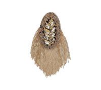 2 Pcs Gold Tassel Shoulder Epaulets, Rhinestone Costume Boards Badge Brooch Pin, Metal Cosplay Decorative Accessory for Uniform, Wedding, Party, Stage Performance, 2.4 x 7.5 in / 6 x 19 cm, Unisex