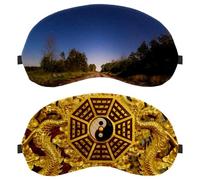 2 PCS Golden Dragon Yin Yang Eye Mask for Side Sleeper, Sleeping Mask, Sleep Eye Mask, Soft Eye Shade Cover for Travel, Nap, Plane, Light Blocking