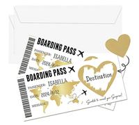2 PCS Golden Ticket Scratch-Off, Holiday Scratch Card Reveal, Travel Boarding Pass Scratch Cards, Surprise Holiday Reveal, Destination Personalised Card with Envelopes for Valentine's Day, Birthday