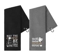 2 Pcs Golf Towel Soft Embroidered Golf Towel with Clip Funny Golf Towel Gifts Microfibre Absorbent Clean Golf Ball Towels Golf Hand Towel Golf Accessories for Women Men Golfer Fans Birthday Xmas Gift