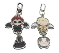 2 Pcs Good of Omens Keychain Figure Aziraphales Crowleys Keyring Pendant Acryl Chain Decor Merch Collection