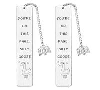 2 Pcs Goose Book Mark, Silly Goose Book Marks, Funny Bookmark with Gooses Pattern, Cute Bookmark Geese, Stainless Steel Metal Bookmarks for Women Books Lovers Coworkers Reading Accessories(Style-B)