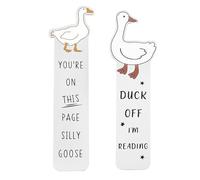 2 Pcs Goose Book Mark, Silly Goose Book Marks, Funny Bookmark with Gooses Pattern, Cute Bookmark Geese, Stainless Steel Metal Bookmarks for Women Books Lovers Friends Coworkers Reading Accessories