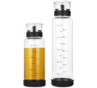 2 PCS Graduated Dressing Bottles, 350 ml 500 ml Clear High-Borosilicate Glass Oil and Vinegar Dispensers, No-Drip 360° Silicone Spout, Non-Slip Base, Oil Container for Salad, Cooking, Seasoning Prep