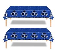 2 Pcs Graduation Party Tablecloths for the Class of 2026 - Blue Congrats Grad Table Cloth Waterproof Plastic Table Cover for Class of 2026 Party Table Decoration,Graduation Party Supplies