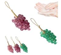 2 Pcs Grape Soap,Grape Soap on a Rope,Handmade Grapes Cluster Shaped Soaps,Cold Process Bath Soaps,Handmade Crystal Transparent Style, Suitable for Bathroom Sink (purple+green)
