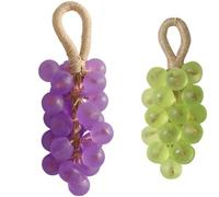 2 Pcs Grape Soap on a Rope Set, Dark Purple & Green Tea Scented, Handmade Crystal Grape Soap for Home Decor, Gifts