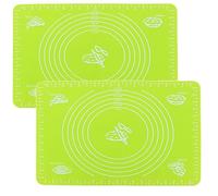 2 Pcs Green 19.7''x15.8'' Non-Stick and No-Slip Food Grade Silicone Dough Rolling Mat for Making Cookies, Macarons, Multipurpose Mat, Countertop Placemat