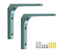 2 Pcs Green Floating Shelf Brackets Metal Decorative Supports Right Angle Brackets Wall Mounted Shelf Brackets with Screw, for Kitchen Bedroom Bookshelf