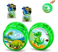 2 PCS Green Glow Dinosaur Yo-Yo for Kids - Light Up Reactive Yoyo with String, Strong & Stable Beginner YoYo Toy, Fun Skill Toy Gift for Boys & Girls