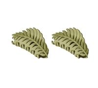 2 Pcs Green Hair Clips,Leaf Shaped Many Teeth Big Claw Clips,Non Slip Leaves Hair Catch Barrette Jaw Clamp Hairpins for Women Girls Thin Thick Barrettes Hair Accessories (3.5 Inch)