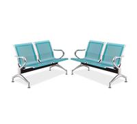 2 Pcs Green Metal Office Waiting Room Chairs - 2-Seat Reception Seating with Arms Ideal Guest Chairs for Office Bank Hospital & Airport Furniture