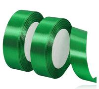 2 PCS Green Satin Ribbon 20mm X 22m Gift Wrapping Ribbon Solid Colors Fabric Ribbon for Crafting, Gift Wrapping,DIY Sewing Project, Xmas, Presents Bouquets Floral Wedding & Cake Decoration