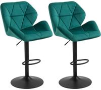 2 Pcs Green Velvet Bar Stools Modern Moulded Swivel Seats Adjustable High Chair