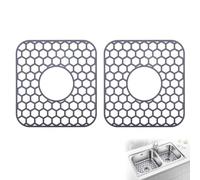 2 Pcs Grey Sink Mat, Kitchen Sink Protector Mat, Open Cell Honeycomb Silicone Drainage Pads, Dishwasher Safe,for Dishes and Glassware for Bottom of Ceramic & Stainless Steel Sinks