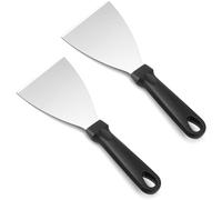 2 Pcs Griddle Scraper, Stainless Steel 9.2in Triangular Spatula, Food Scraper, Pizza Dough Scraper, Grill Scraper for Food Service/Cooking/Cleaning, Ideal for BBQ/Steak/Pizza/Cake