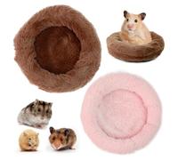 2 Pcs Guinea Pig Beds Round Hamster Beds Soft Cozy Pet Beds Suitable for Chinchillas, Squirrels and Hedgehogs, Winter Warming Mat (Pink + Brown)