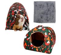 2 Pcs Guinea Pig Hideout with Rabbit Tunnel, Washable Rabbit House Hideaway Hamster Bed, Rounded Corners Guinea Pig Bed Cage Accessories for Small Pet Hamster Ferret Bunny Chinchilla