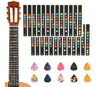 2 Pcs Guitar Fretboard Stickers, Guitar Note Stickers, Learn Guitar Tabs, Sticker for Beginner Learner with 10 Pcs Guitar Picks