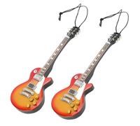 2 PCS Guitar Model Miniature Guitar Wooden Tiny Guitar Mini Guitar Bass Guitar Model Display Ornaments Mini Musical Instrument Model for Showcase Decoration