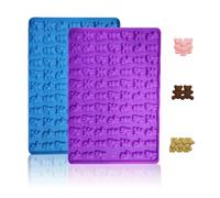 2 PCS Gummy Bear Candy Molds Silicone, 152 Cavity Bear Shape Mini Silicone Gummy Molds for Chocolate, Candy, Biscuits, Cookie, Jelly,Fondant,Ice Cube,Pet Dog Treats Mold