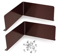 2 Pcs Gutter Valley Splash Guards Downspout Diverter Roof Rain Diverter Roofing Gutter Guards with 20 Pcs Matching Gutter Screws Rain Gutter Guards for Corner House, Brown (Bent Style)