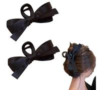 2 PCS Hair Bow, Bow Claw Clip Hair Bows for Women, Vintage Bow Hair Clip Hair Clips Claw, Elegant Black Claw Clip Bow Clip Claw Clips, Hair Bow Clip For Women and Girls Straight Curly Hair