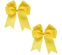 2 Pcs Hair Bow,Ribbon Hairs Bows Clip Accessories Girls Big Clips With Long Silky Satin Large Ribbons Barrettes Vintage,Royal Solid Color French Barrette for Women Girl Adult Teens Wear(Yellow)