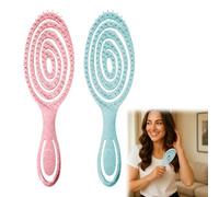 2 Pcs Hair Brush, Hair Detangler Brush, Round Brushes, Hairbrush for Curly, Hairbrush for Women, Wet and Dry(Pink+Green)
