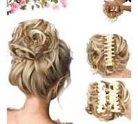 2 Pcs Hair Clip, Voluminous Synthetic Bun Wig with Adjustable Clip, Claw Clips Messy Bun Hair (B)