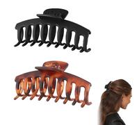 2 Pcs Hair Clips Claw Strong Hold Long Short Hair Clips Curved Design Octopus Hair Big Claw Clips Thin Thick Hair Lightweight Non-Slip Grip Strong Hold for Women Lady Girl's Hair(Leopard print+Black)