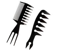 2 pcs Hair Comb Styling Set, Wide Tooth Texturising Styling Comb + 3 In 1 Double Side Fish Tail Shape Comb for Long Wet Thick Curly Hair Men Women Home Salon use(black)