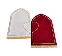 2 Pcs Half Heart Embossed Couple Prayer Mat Set Thick Flannel Muslim Prayer Heart Design Prayer Rug Set