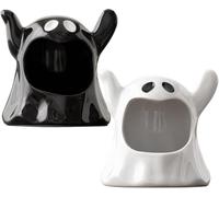 2 Pcs Halloween Ceramic Candy Bowl, Ghost Ashtray Set, Cartoon Ghost Decor for Home, Handcrafted Ceramic Ashtray for Office or Party Tabletop