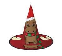 2 PCS Halloween Cute Christmas Reindeer Print Witch Hat Pointed Wizard Cap