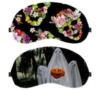 2 PCS Halloween Funny Spooky Pumpkin Eye Mask, Sleep Mask for Side Sleeper, Soft Sleeping Eye Mask for Women Men, Complete Light Blocking, Zero Pressure Night Blindfold