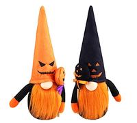2 Pcs Halloween Gnomes Plush,Handmade Ghost Santa Tomte Table Decor,Faceless Doll Figurine with Pumpkin Witch Hat,Christmas Swedish Elf Ornaments,Home Window Decorations for Holiday Party Gifts