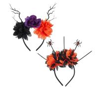 2 PCS Halloween Hair Hoop, Women Spider Hair Accessories with Dead Branch Silk Flower, Head Band Halloween Decorations Party Favors Hair Accessories for Women Adults Kids