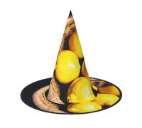 2 PCS Halloween Hat â€“ Basket Lemons Print Witches Decor Party Witch Costume, Pointed Horn Cap, Festive Gift