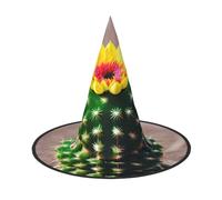 2 PCS Halloween Hat â€“ Blooming Cactus Print Witches Decor Party Witch Costume, Pointed Horn Cap, Festive Gift