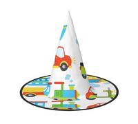 2 PCS Halloween Hat â€“ Diversified transportation Print Witches Decor Party Witch Costume, Pointed Horn Cap, Festive Gift