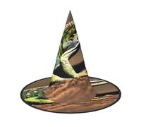 2 PCS Halloween Hat – Lizard HD Print Witches Decor Party Witch Costume, Pointed Horn Cap, Festive Gift