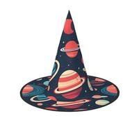 2 PCS Halloween Hat â€“ Outer Space Planets Print Witches Decor Party Witch Costume, Pointed Horn Cap, Festive Gift