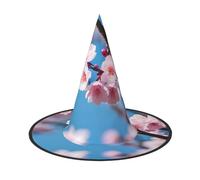 2 PCS Halloween Hat â€“ Pink Cherry Blossoms Print Witches Decor Party Witch Costume, Pointed Horn Cap, Festive Gift