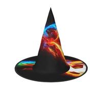 2 PCS Halloween Hat – Witch Fire Dragon Roll soccer Print Costume Party, Women Men, Pointed Horn Cap, Light for Festive Easter