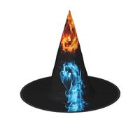 2 PCS Halloween Hat – Witch Ice and Fire Boxing Print Costume Party, Women Men, Pointed Horn Cap, Light for Festive Easter