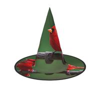 2 PCS Halloween Hat Witches Decor - Red birds Print Party Witch Costume Cosplay, Dress Up Masquerade Supplies